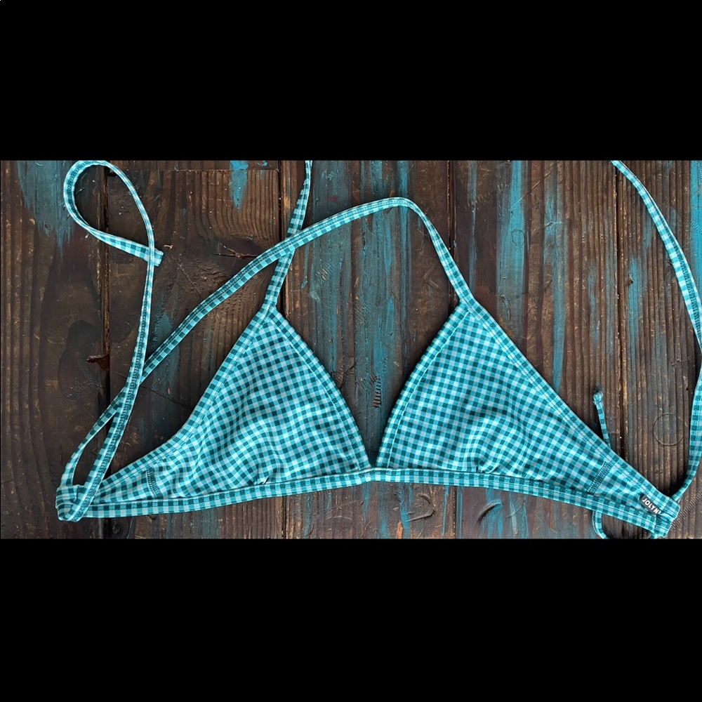 Teal Gingham Jolyn Triangle Top.